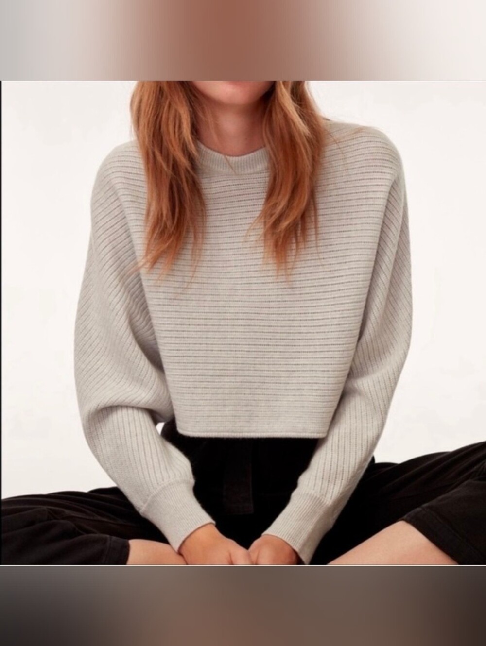 Wilfred Free Lolan Cropped Wool Linen‎ Sweater Ribbed Boxy Womens XXS